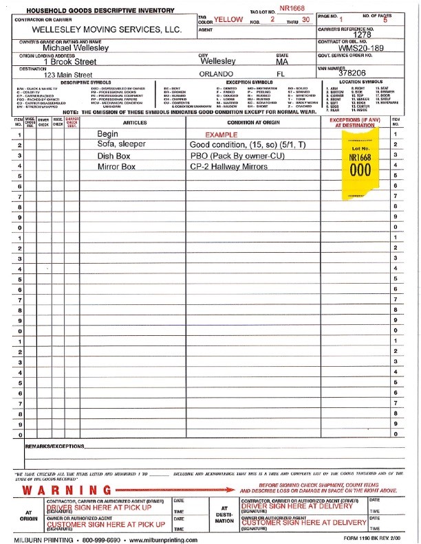 Moving inventory list