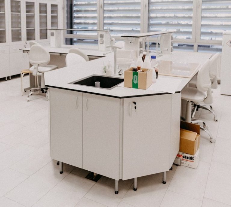 white wooden desk with chair